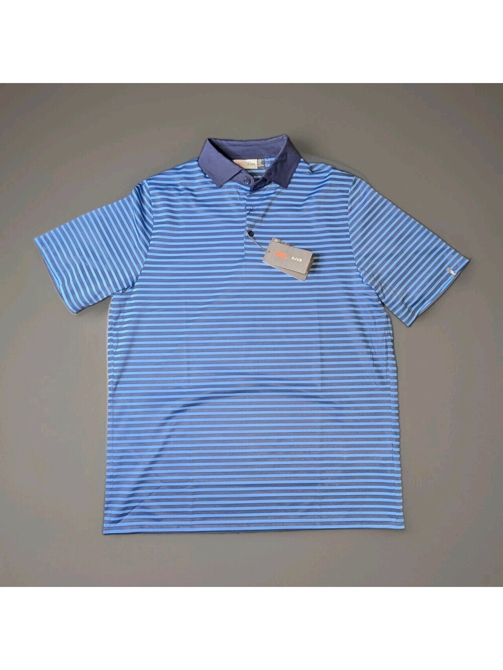 Kjus Mens Luis Striped  Performance Golf Polo Large Blue